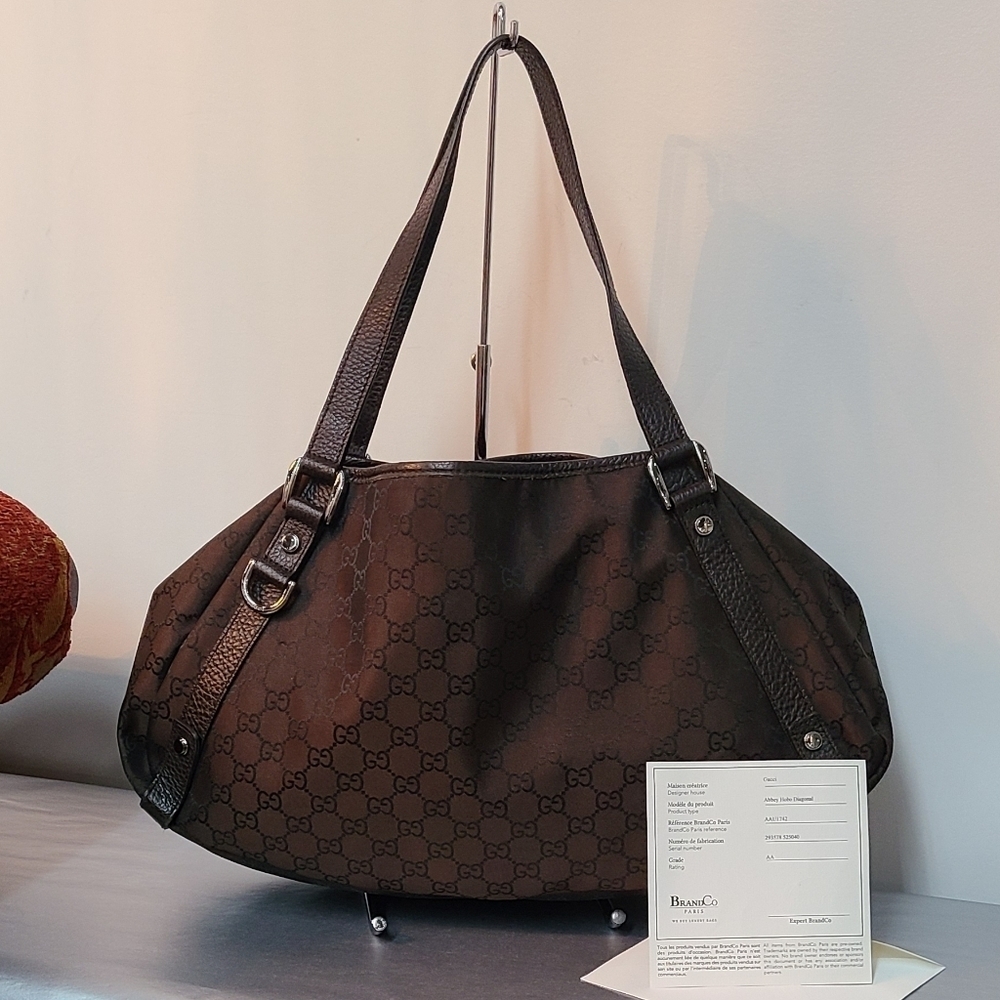 Gucci Abbey Hobo Darl Brown Monogrammed Handbag